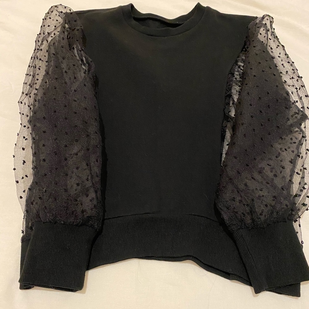 Black top with sheer arms and sides